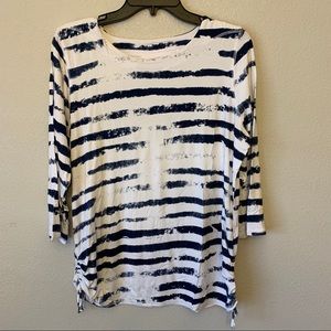 FDJ Distressed Stripe 3/4 Top